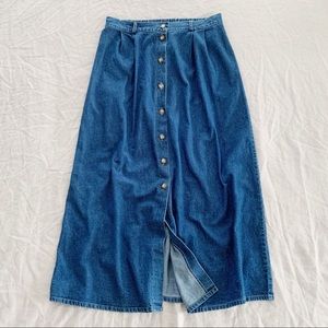 Vintage denim jean maxi skirt